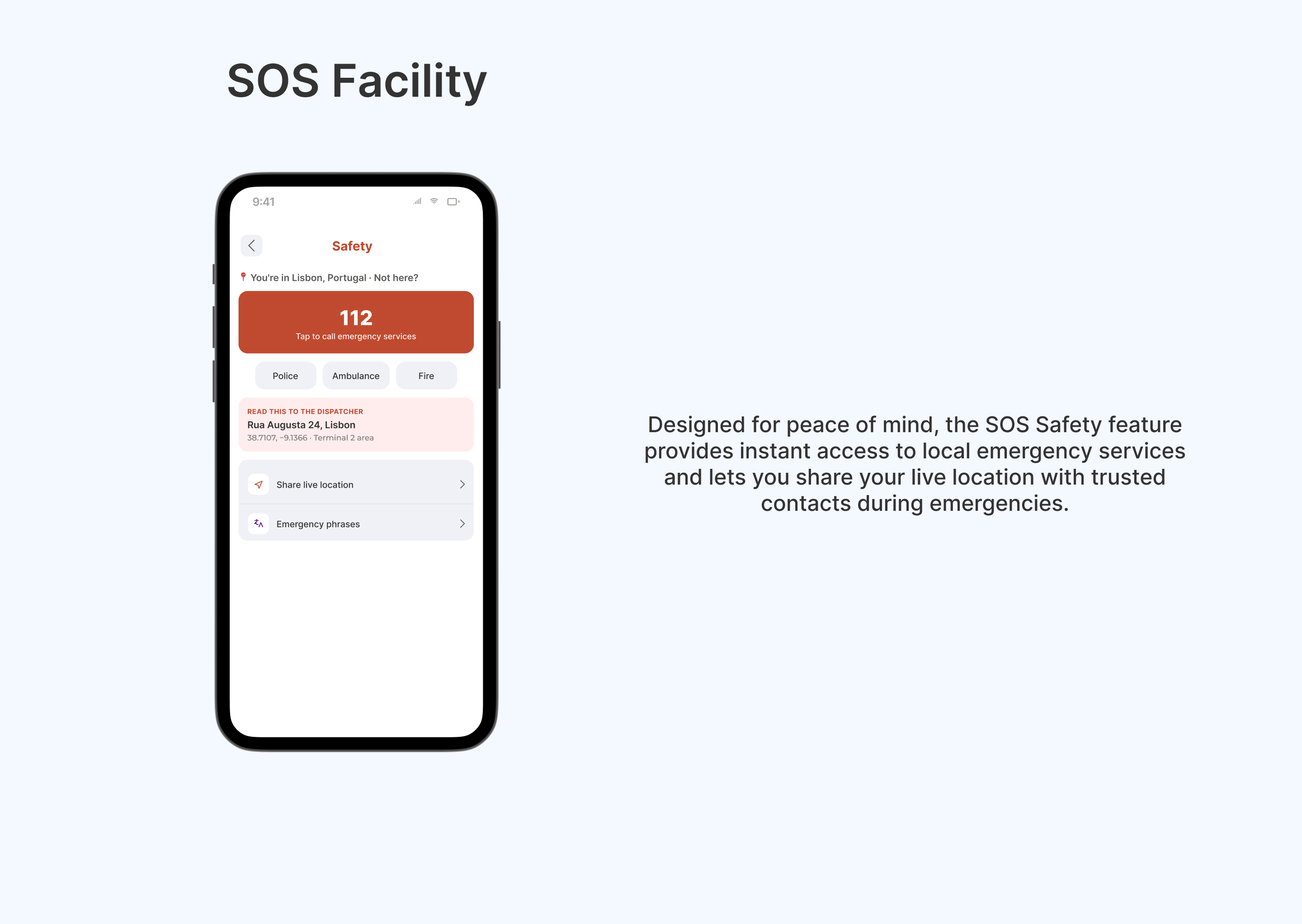 Travello SOS facility